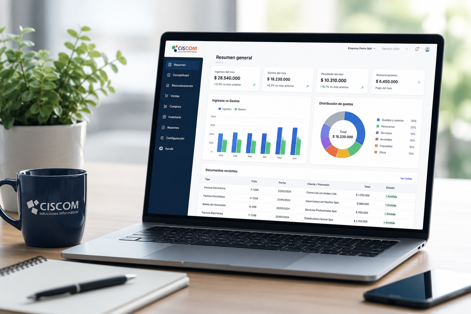 Software de contabilidad y remuneraciones de CISCOM